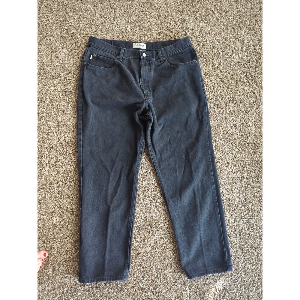 LL Bean Double L Jeans Mens 38x30 Relaxed Fit Straight Leg black denim